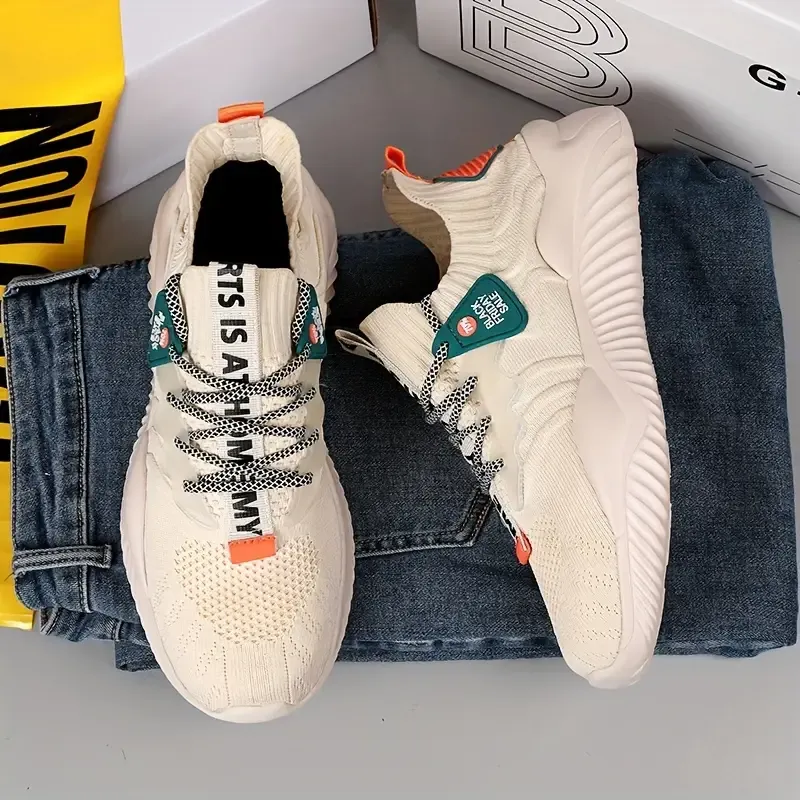 Color Block Non Slip Breathable Jogging Shoes For All Seasons, Men's Comfy Sneakers For Outdoor Camping Activities