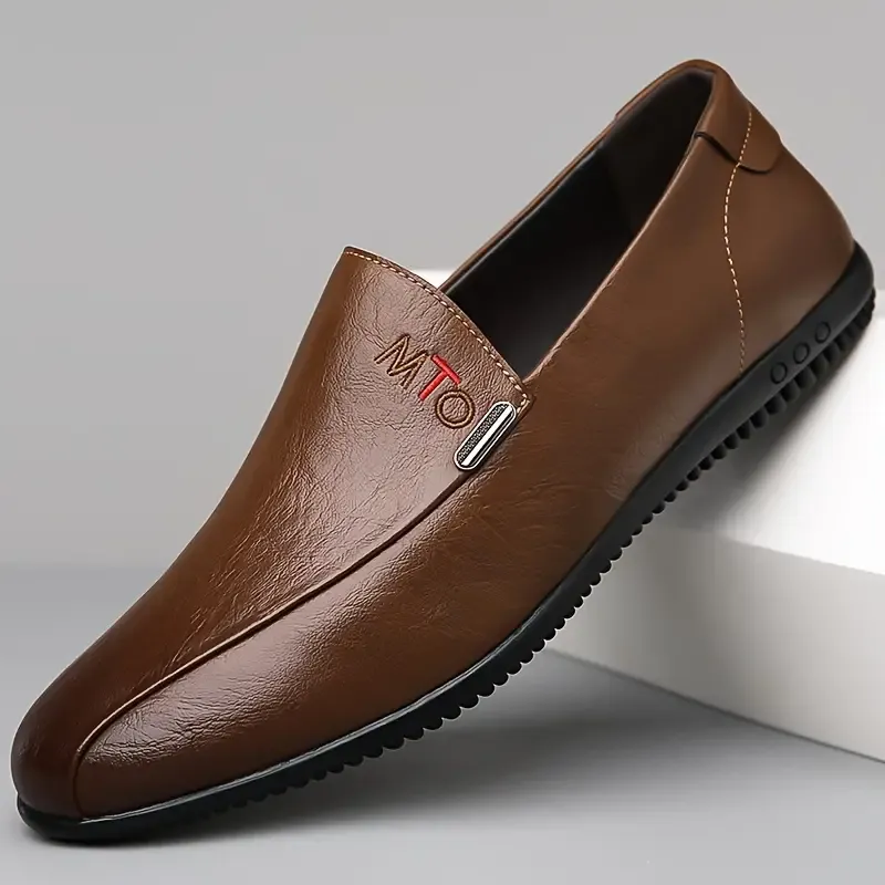 Men's Solid Color Slip On Loafer Shoes, Comfy Non Slip Rubber Sole Durable Walking Shoes, Men's Footwear