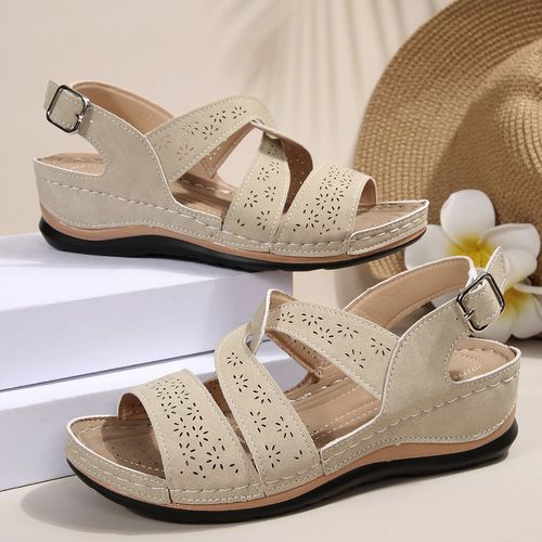 Summer new fashion fish mouth buckle wedge