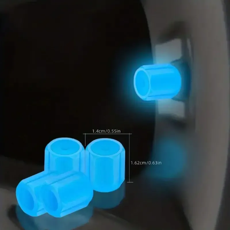 30pcs Glow-In-The-Dark Tire Valve Caps For Bikes, Cars & Motorcycles - Hexagonal Abs Fluorescent Covers