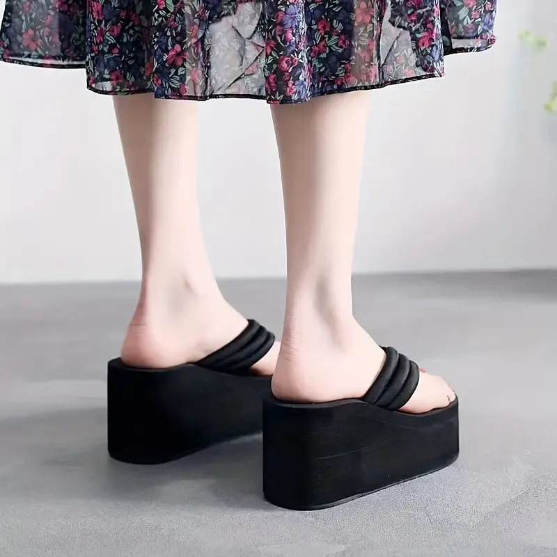 Women's Wedge Flip Flops, Fashion Summer Platform Slide Shoes, Casual Outdoor Beach Slides