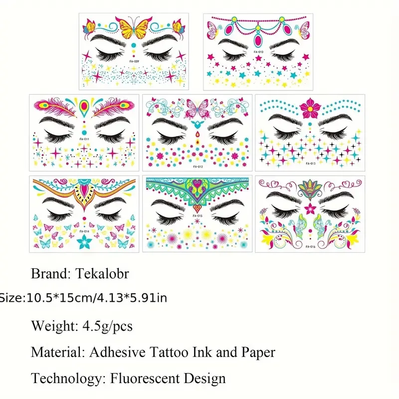 UV Neon Floral Glow-in-the-Dark Temporary Tattoo Sticker