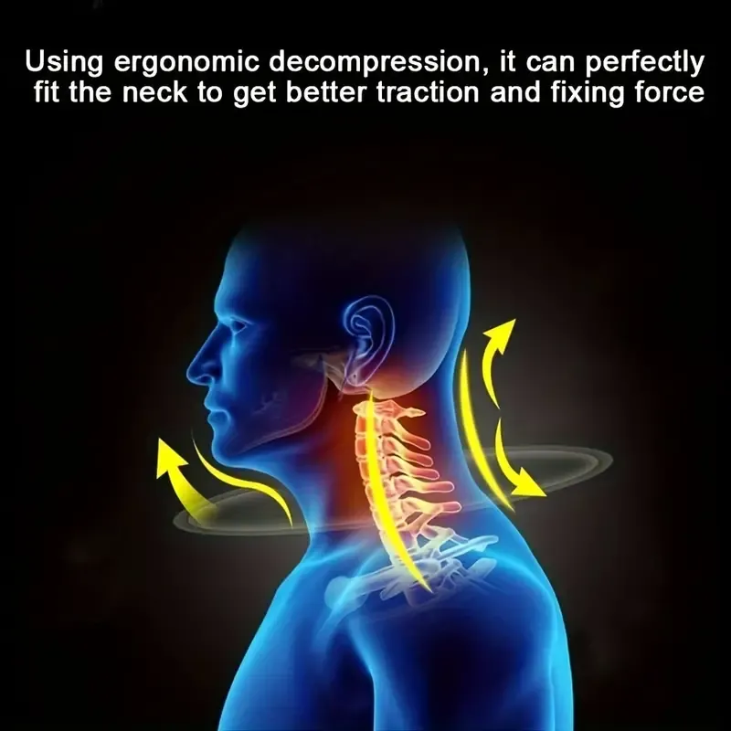 Adjustable Inflatable Neck Stretcher and Support Brace for Spine Alignment - Comfort Fit, Breathable Cotton Cover, Home Use Neck Traction Device