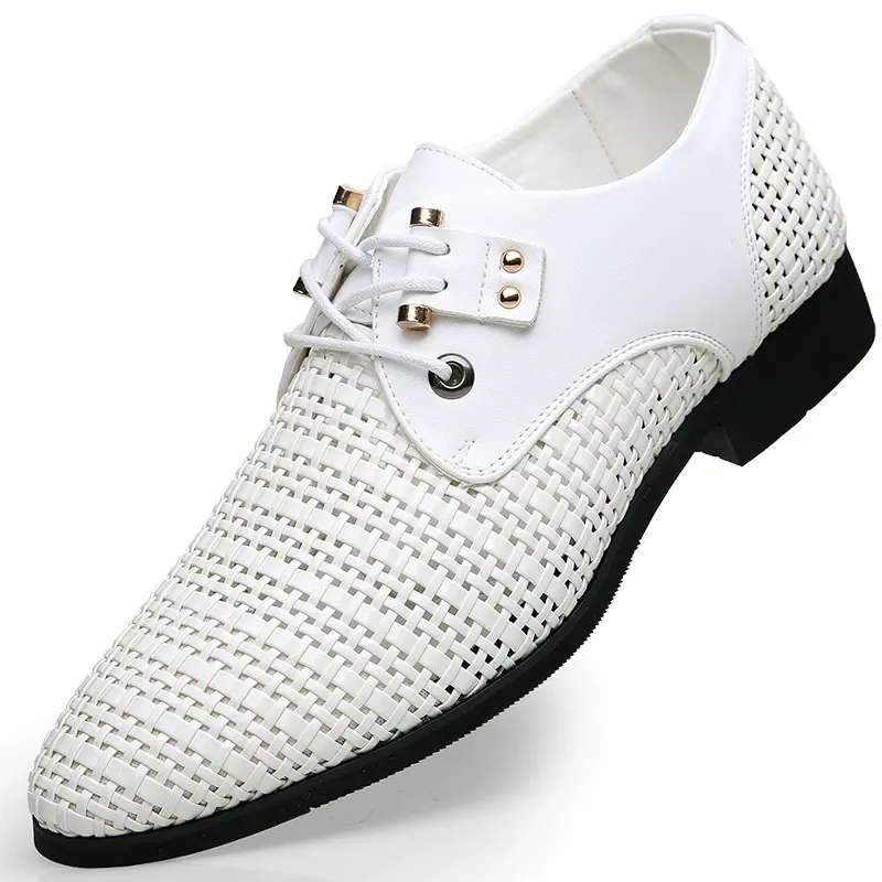 Men's leather shoes hollow summer busines