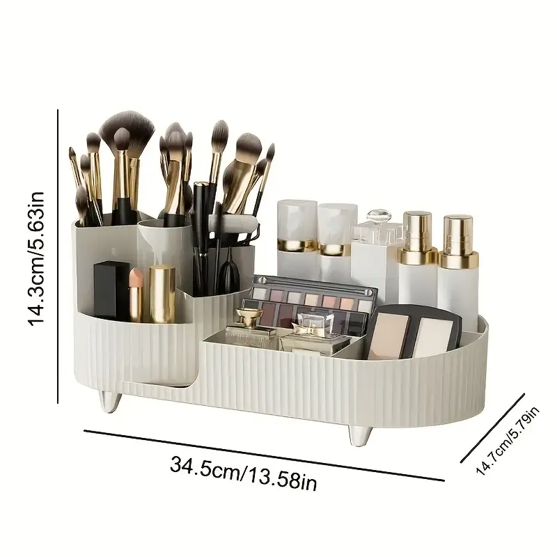High-End Large Rotating Storage Box for Cosmetics And Makeup Brushes, Desktop Rotating Pen Holder, Makeup Brush, Lipstick And Powder Puff Storage Rack