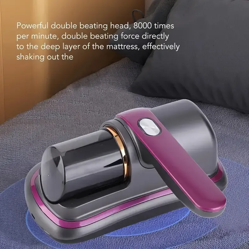 1pc, Rechargeable Handheld Bed Vacuum Cleaner, Super Suction, UV, Washable Filter, 36V USB Powered, Cordless Mattress Cleaner, Deep Cleans Beds, Sofas, Pet Hair, Carpets