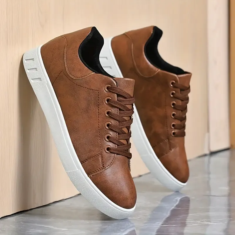 Men's Stylish Retro Low-Top Faux Leather Skate Shoes