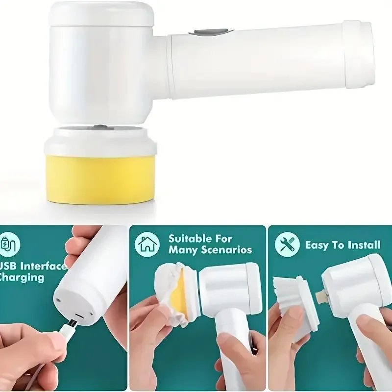 1 Set, Electric Rotary Scrubber Cleaning Brush, Shower Handheld Scrubber, Bathtub Tile Scrubber, 60-120 Minute Running Time Bathroom Scrubber, 280RPM Cordless Power Scrubber, USB Charging Cable Rotary Scrubber, Household Cleaning Supplies