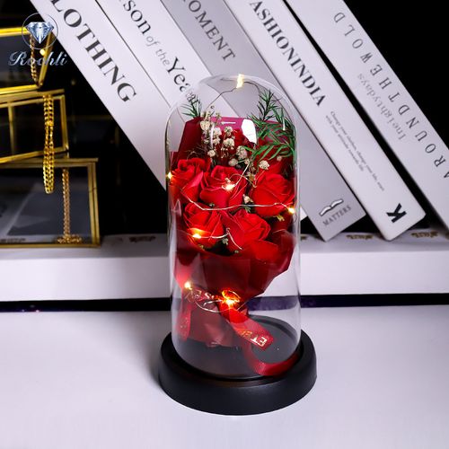 1pc LED Copper Wire Simulation Flower Immortal Bouquet Ornament, Creative String Light Shade, Suitable For Valentine's Day Gift Holiday Gift, Rose Bouquet Ornament, Winter Xmas Home Decor