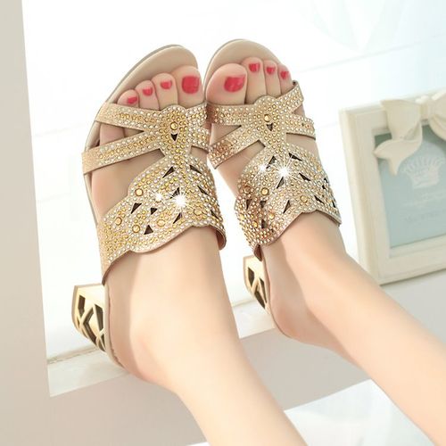 Outer Wear Flip Flops Heeled Women Shoes Thick Summer Sandals Open Toe High Heel Slippers
