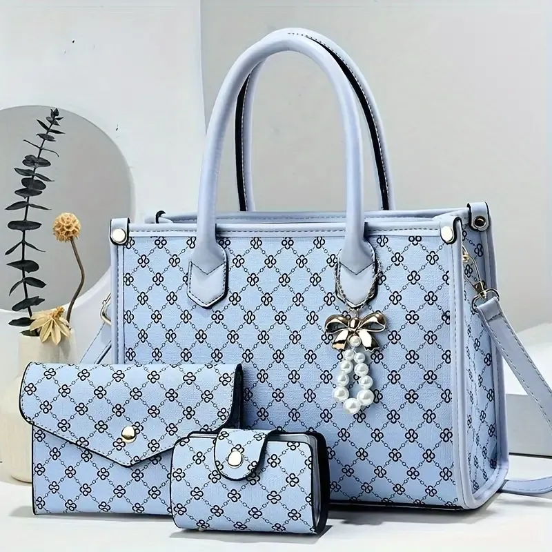 Elegant Floral PU Handbag