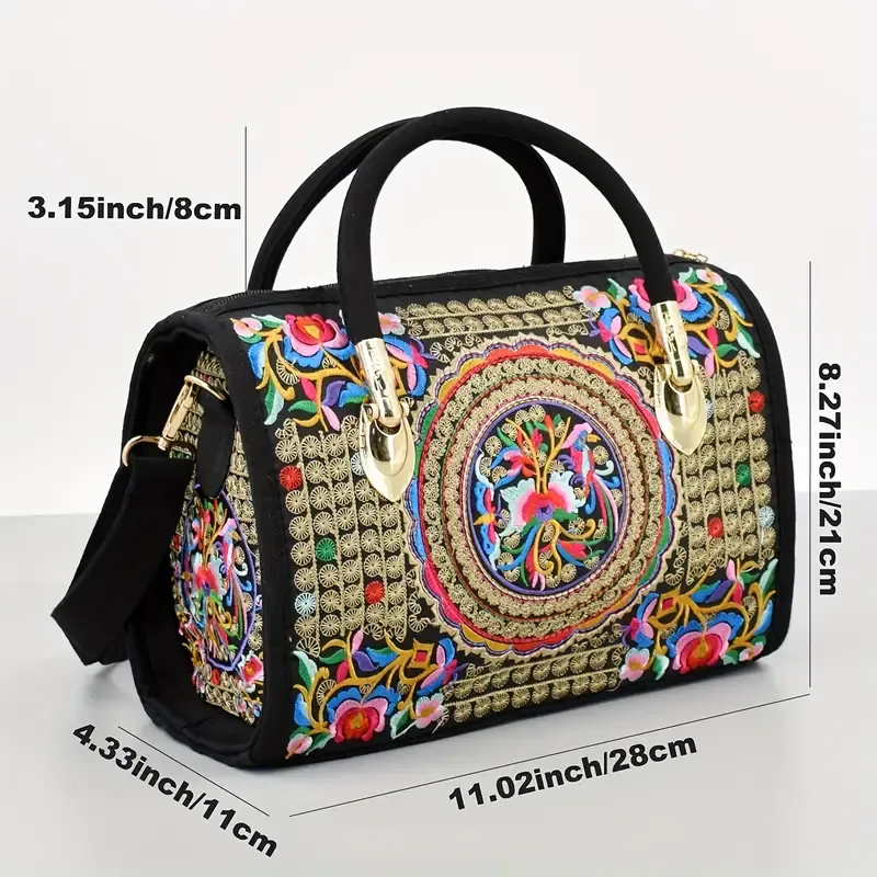 Vintage Embroidered Boston Bag