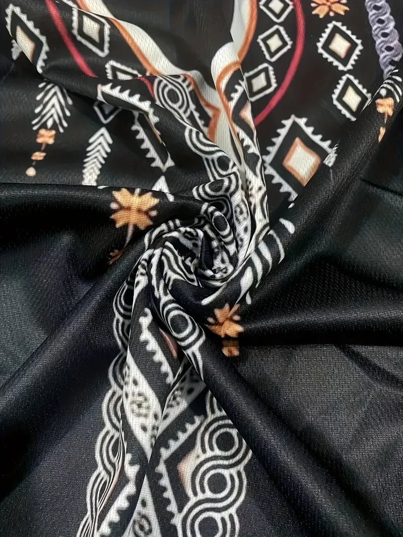 Retro And Ethnic Style Geometric Print Crew Neck And Short Sleeve T-shirt, Men's Summer Leisure Top For Daily And Outdoors Wear