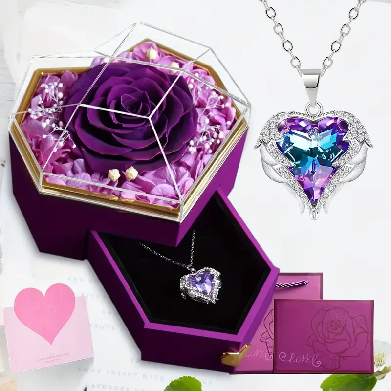 Eternal Rose Necklace Jewelry Gift Box