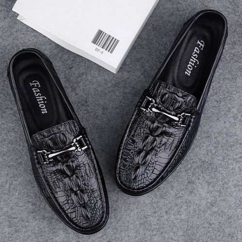 Men's leather shoes, 2025 new style, textured crocodile pattern loafers, business casual men's shoes, versatile soft-soled men's shoes.