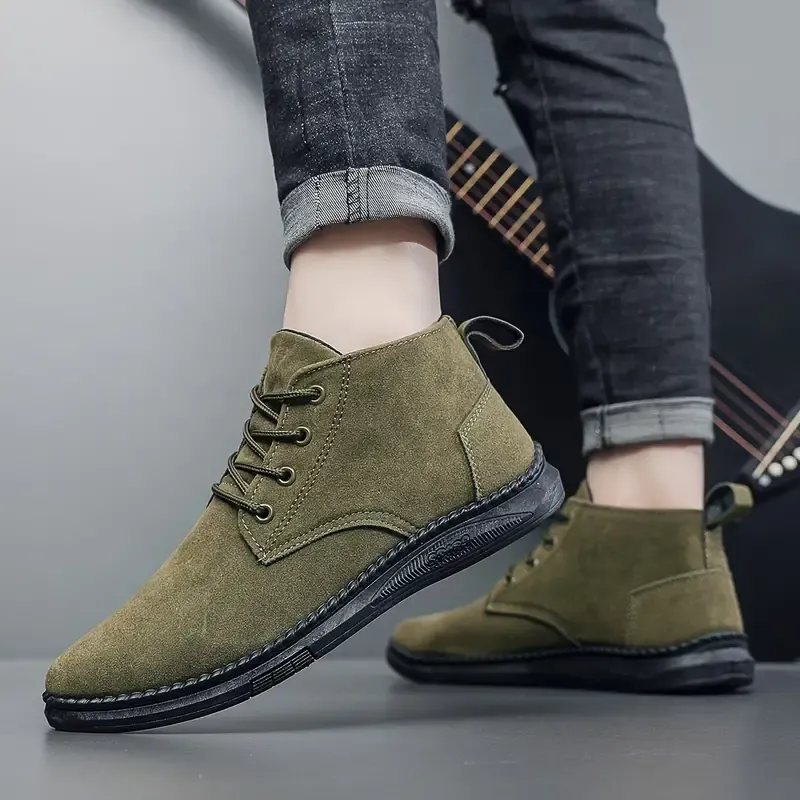 Men'S Casual Fashion Sneakers - Low Top Lace-Up Boots, Solid Color, All-Season, with PU Upper, Fabric Inner, Rubber Sole, for Daily & Casual Wear