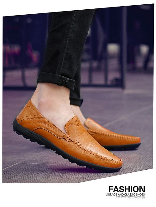 Leather shoes flat large size casual shoes men
