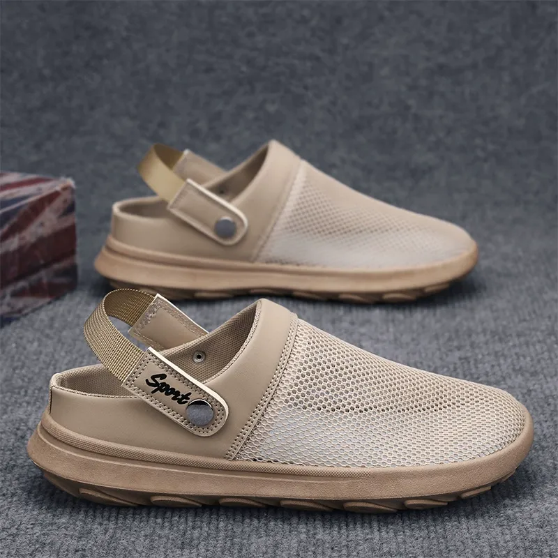 Half-slipper men's summer breathable thin mesh perforated mesh shoes
