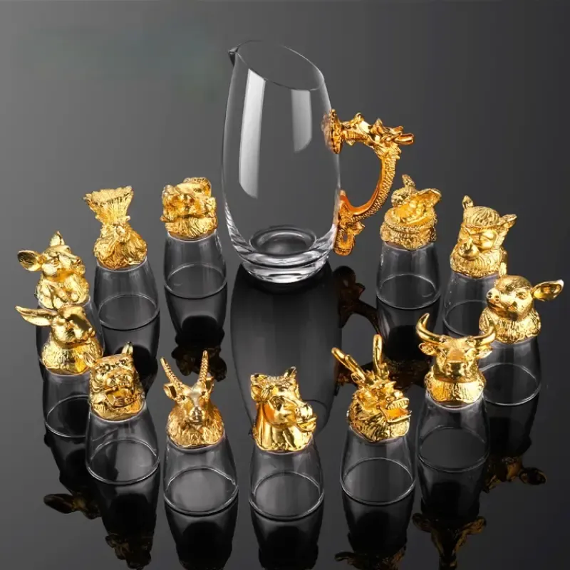 12pcs, Chinese Wine Set, Zodiac Shot Glasses, Chinese Baijiu Set, Elegant Liquor Set, Drinkware, Gifts