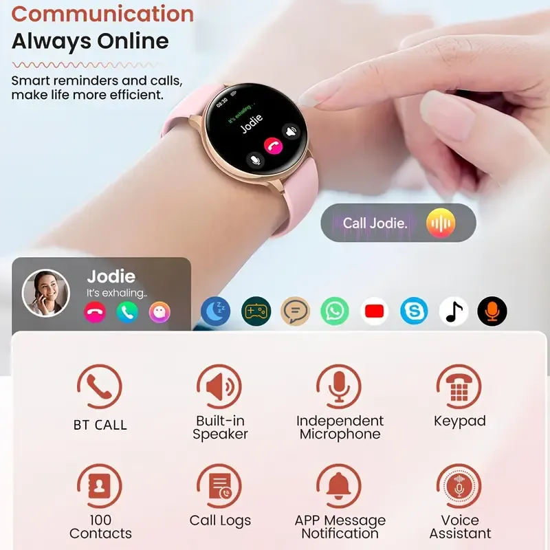 Smartwatch with Wireless Call/Dial, Female Functions, Sleep, 19 Sports Modes, Music Player, Pedometer - Perfect Birthday Gift for Men & Women, Christmas, Halloween, Smartwatches For Android & Ios