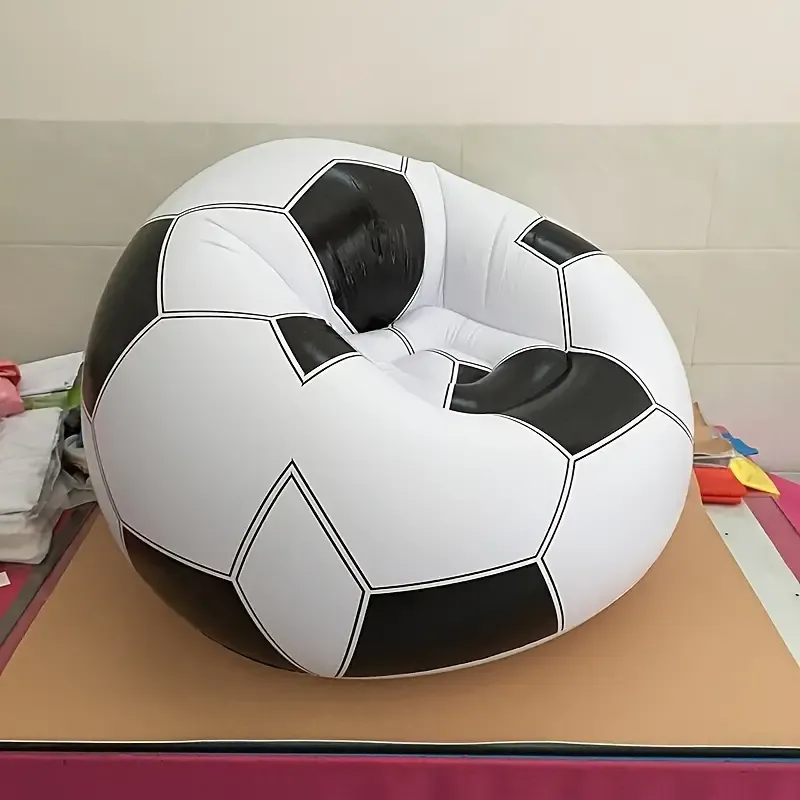 1PC Inflatable Soccer Ball Chair Sofa, Single Seat, Durable PVC, Portable for Home & Outdoor, Leisure Lounger, Camping Gear, Sports Themed Decor, Multicolor, Holiday Celebrations: Valentine's, Easter, Independence Day, Christmas, Halloween