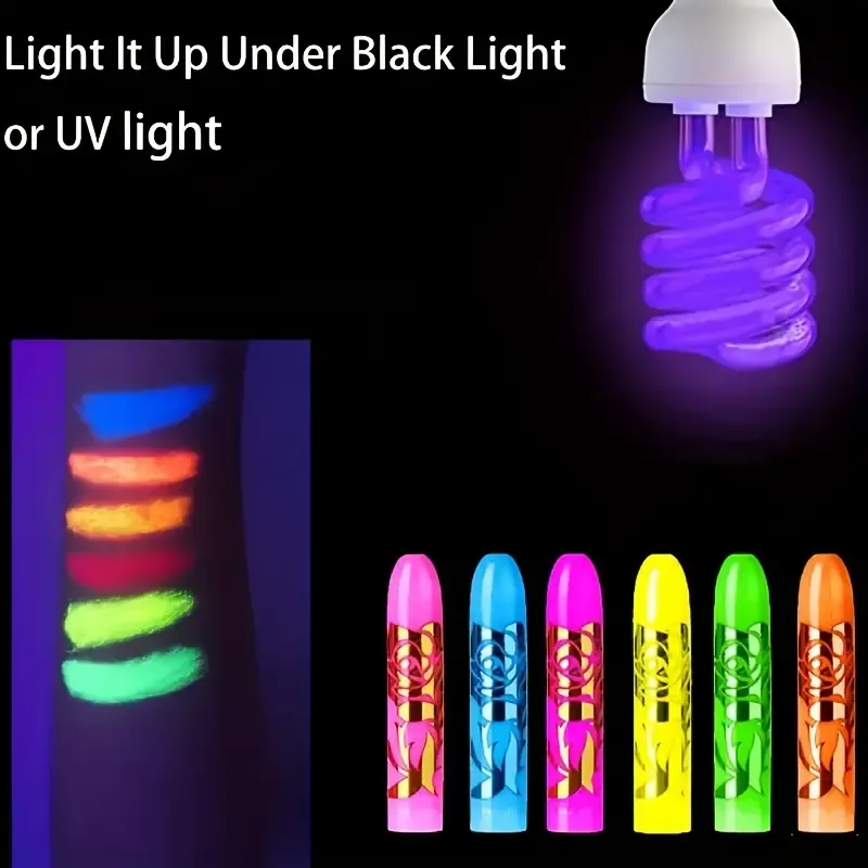 Glow Blacklight Face Paint Crayon Kit