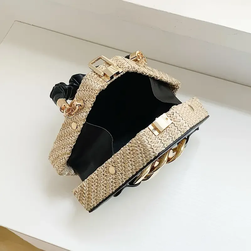 Trendy Straw Box Shoulder Bag