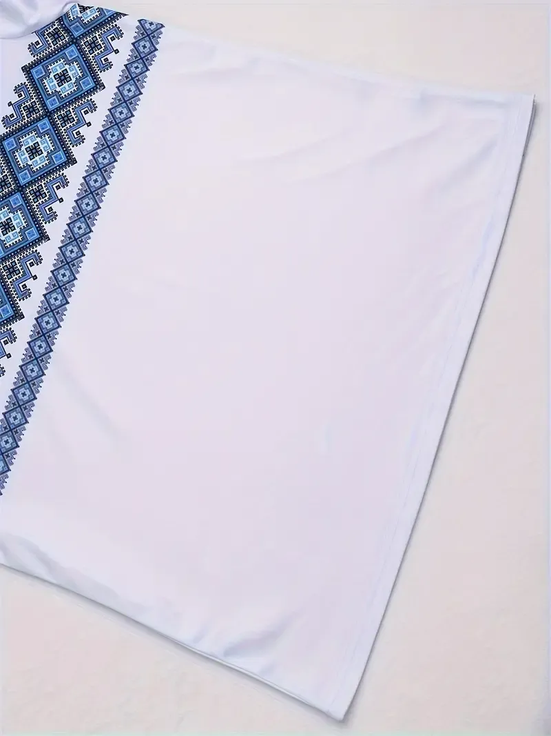 Men's Creative Pattern Graphic Print Golf T-shirt For Summer, Trendy Casual Short Sleeve Tennis Tees