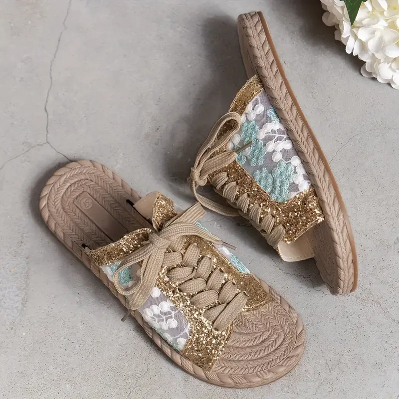 Women's Glitter Design Slide Sandal