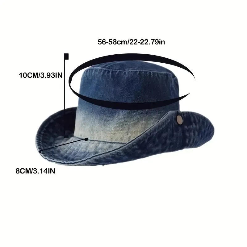 All-Season Lightweight Denim Bucket Hat For Women - Elastic Fit, Casual Versatile Style Boonie Hat