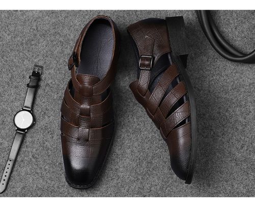 Hollowed-out leather shoes, British-style casual shoes without LACES