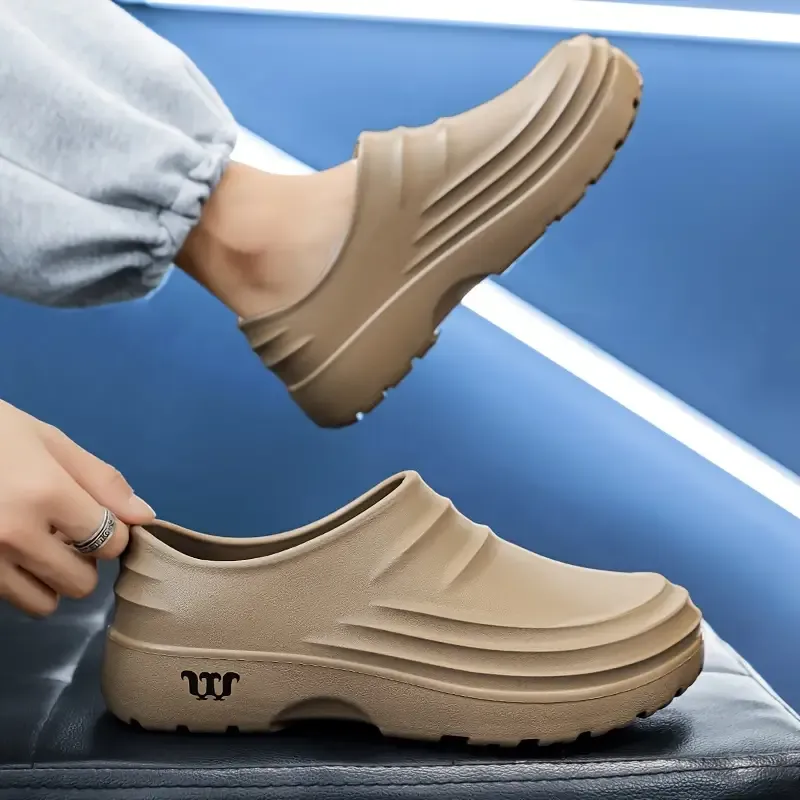 Women's Waterproof Flat Loafers, Solid Color Slip On Backless Shoes, Casual Anti-Slip Outdoor Shoes