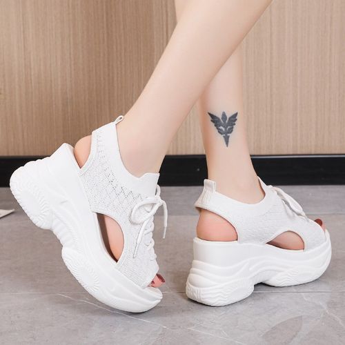2024 Sandal Non-slip Casual Flip-flops Thick Sole Summer Knit Casual Slippers Shoes Sandales Femme Wedge Sandals