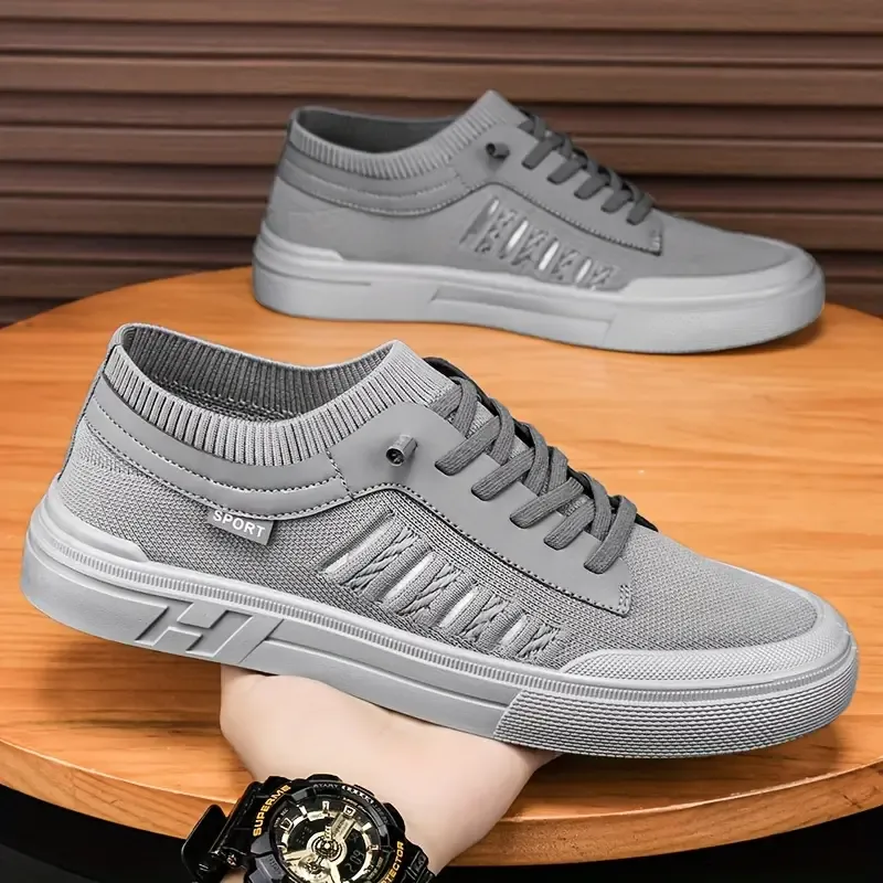 Men's Summer Breathable Sock Shoes, Non Slip Low Top Skate Shoes With Elastic Shoelace, Outdoor Walking Camping Traveling