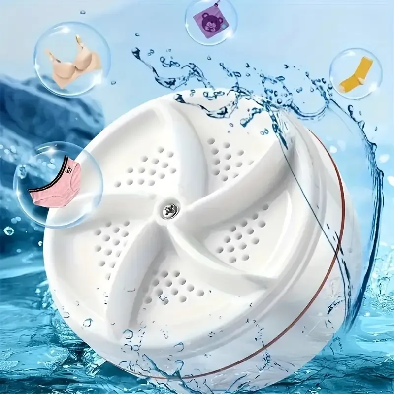 Portable Ultrasonic Turbo Washer, Mini Travel Washing Machine, Battery-Free, Plastic, for Dormitory, Home, and Travel Use