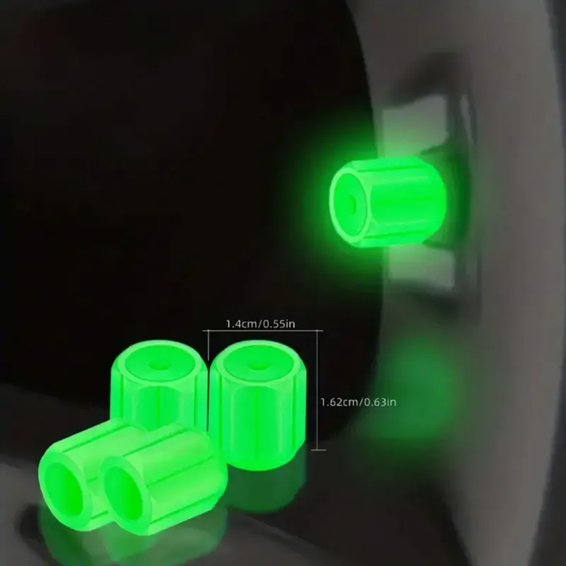 30pcs Glow-In-The-Dark Tire Valve Caps For Bikes, Cars & Motorcycles - Hexagonal Abs Fluorescent Covers