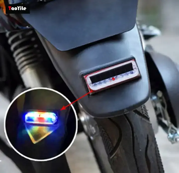 SBD Colorful Solar Anti-rear end Collision Lamp Car Burglar Alarm Motorcycle Tail Strobe Motorcycle Flashing Safety Warning Light