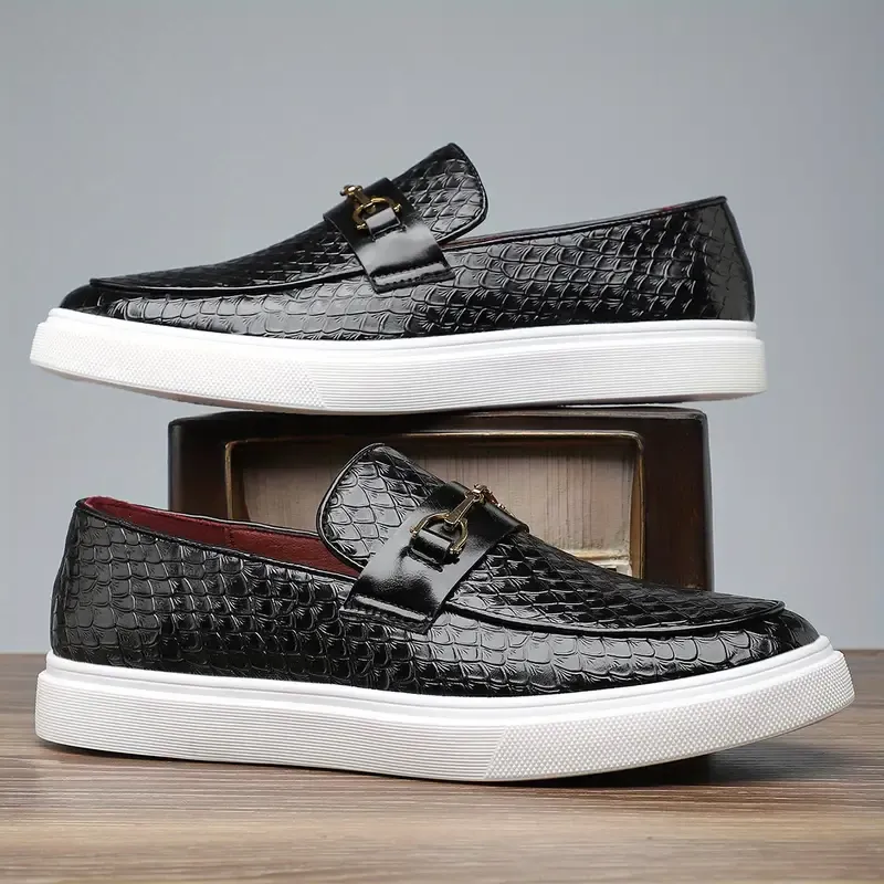 Men'S PU Loafers with Rubber Sole And PU Inner Lining - Low Top