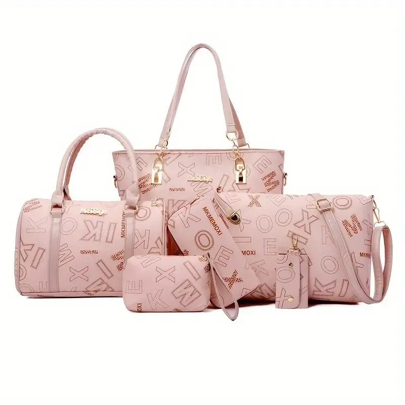 6-Piece Retro Chic Bag Set for Women Fashionable Tote