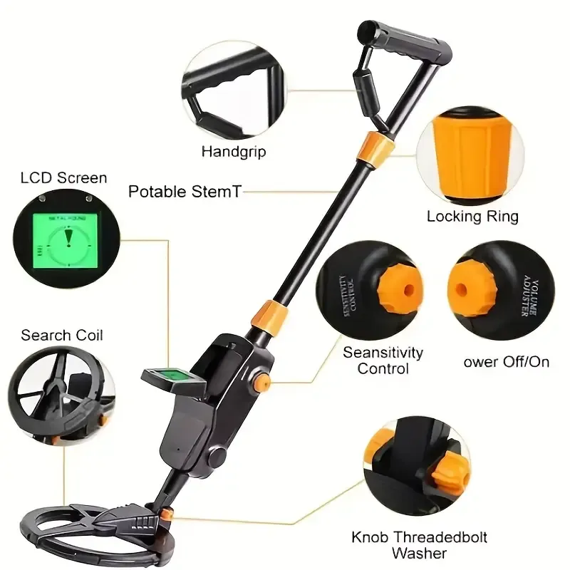 Lightweight Metal Detector] Portable Lightweight MD-1008A Model Metal Detector | Easy Assembly, Battery Powered, Durable Plastic Construction | Ideal for Outdoor Treasure Hunting & Hobby Exploration