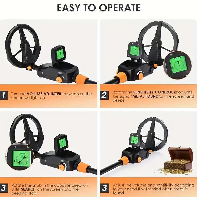 Lightweight Metal Detector] Portable Lightweight MD-1008A Model Metal Detector | Easy Assembly, Battery Powered, Durable Plastic Construction | Ideal for Outdoor Treasure Hunting & Hobby Exploration