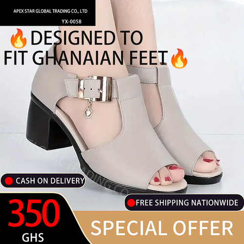 Women's Chunky Mid Heeled Sandals, Peep Toe Buckle Strap Outdoor Shoes, Versatile Summer Casual Sandals
