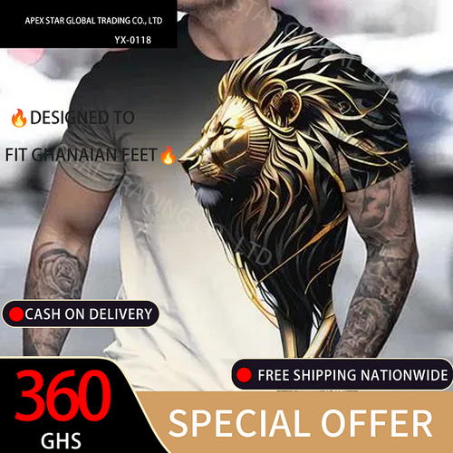 Men's Lion Graphic Print T-shirt, Casual Short Sleeve Crew Neck Tee, Men's Clothing For Summer Outdoor
