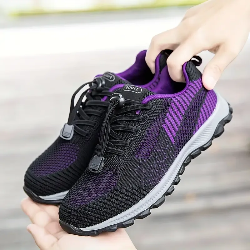 Soft Comfortable Sole Mesh Breathable Flying Woven Shoes, Shock Absorption Wear Resistance Non Slip Sneakers, Casual Versatile Outdoor Running Shoes