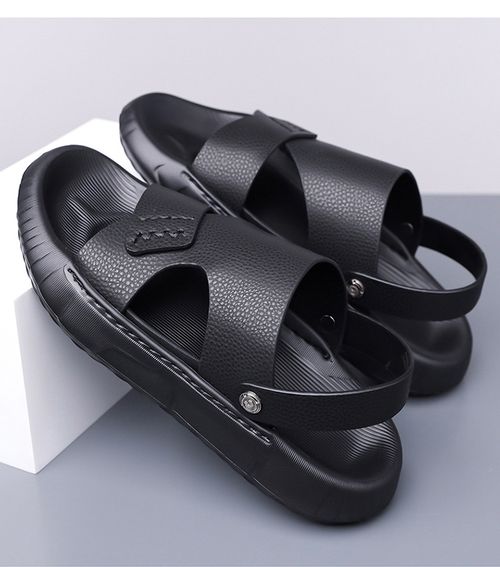 Leather flip-flops for casual wear, men's beach shoes, outdoor dual-purpose men's sandals