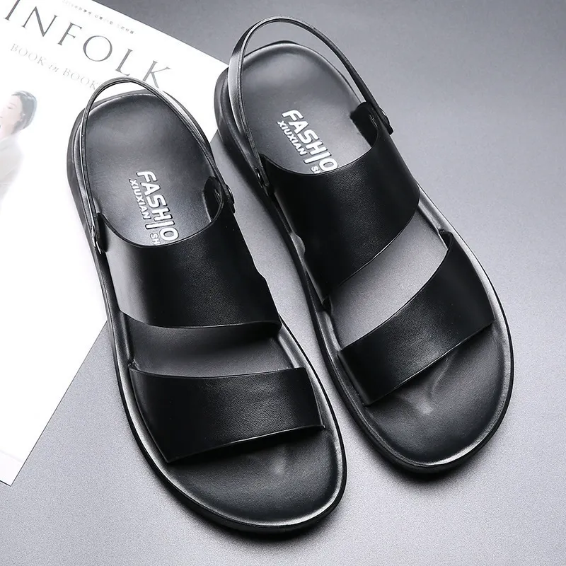 Leather boot massage anti-slip soft sole casual leather sandals and slippers