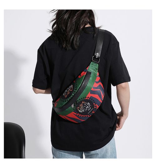 Fashion Casual Color Block Tiger Pattern Waist Bag Chest Bag Travel Sports Waist Bag