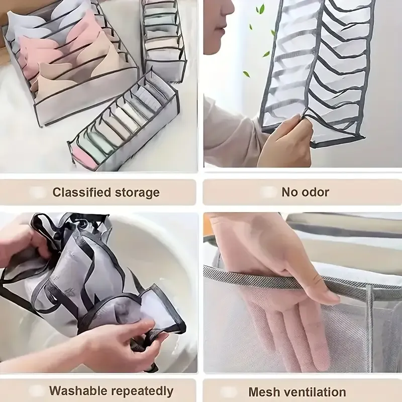 Piece Foldable Non-Woven Fabric Storage Boxes With  Compartments For Lingerie, Socks, Drawer, And Closet Organization