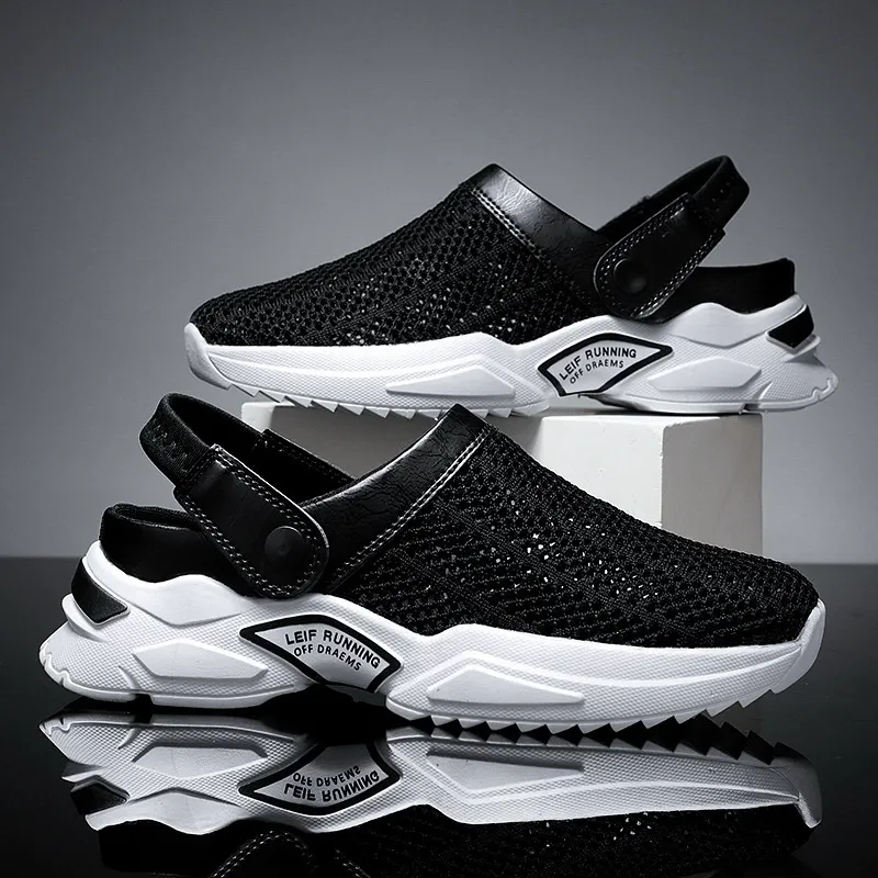 Summer flip-flops for men, half sandals for men, men's cool shoes, student ankle-length wrap-around sandals, beach shoes