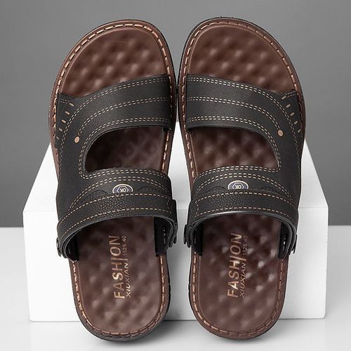 Top Grain Cow Leather Comfy Slippers for Men